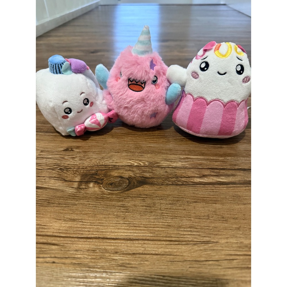 LankyBox Plush Toy Set Pink Monster Cupcake Marshmallow 3 Piece Lot